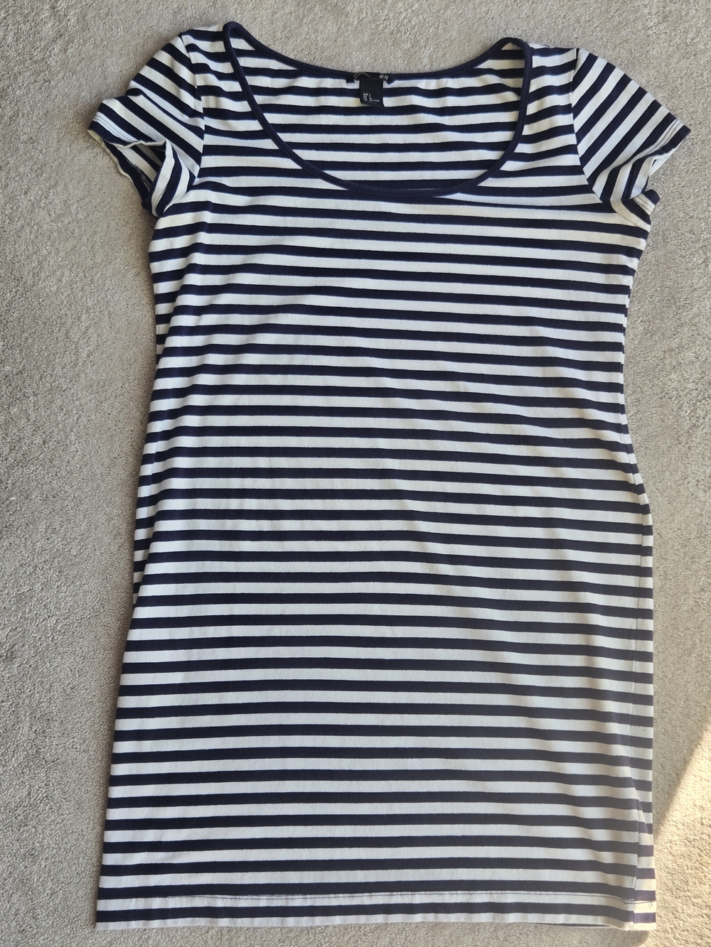 H&M Striped Mini Dress in White and Navy